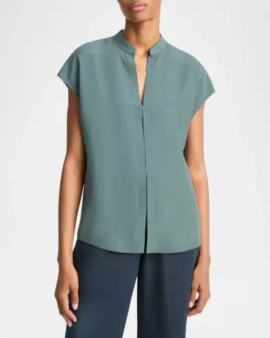 Vince Cap-Sleeve Blouse with Hidden Placket | Thumbnail 2 Vince Cap-Sleeve Blouse with Hidden Placket | Thumbnail 2
