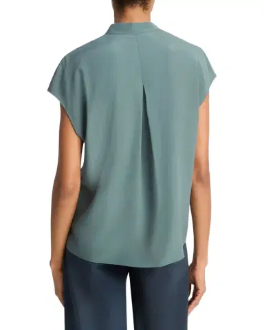 Vince Cap-Sleeve Blouse with Hidden Placket | Thumbnail 1 Vince Cap-Sleeve Blouse with Hidden Placket | Thumbnail 1