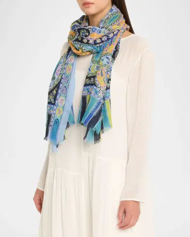 Etro Paisley Wool-Silk Scarf | Thumbnail 2 Etro Paisley Wool-Silk Scarf | Thumbnail 2
