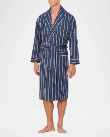 Majestic International Men's Sateen Multi-Stripe Shawl Robe | Thumbnail 2 Majestic International Men's Sateen Multi-Stripe Shawl Robe | Thumbnail 2