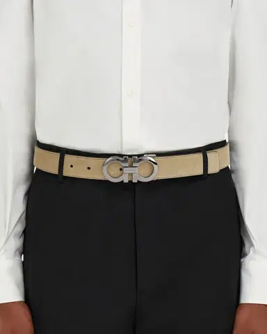 Ferragamo Men 's Gancini Suede Belt | Thumbnail 2 Ferragamo Men 's Gancini Suede Belt | Thumbnail 2