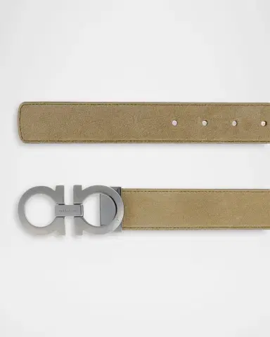Ferragamo Men 's Gancini Suede Belt | Thumbnail 3 Ferragamo Men 's Gancini Suede Belt | Thumbnail 3