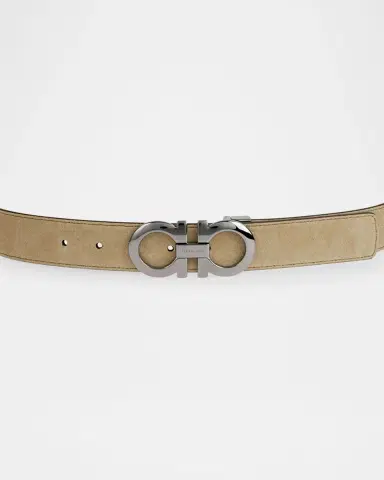 Ferragamo Men 's Gancini Suede Belt | Thumbnail 4 Ferragamo Men 's Gancini Suede Belt | Thumbnail 4