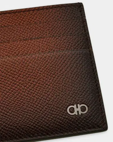 Ferragamo Men's Micro Gancini Grain Leather Card Holder | Thumbnail 4 Ferragamo Men's Micro Gancini Grain Leather Card Holder | Thumbnail 4