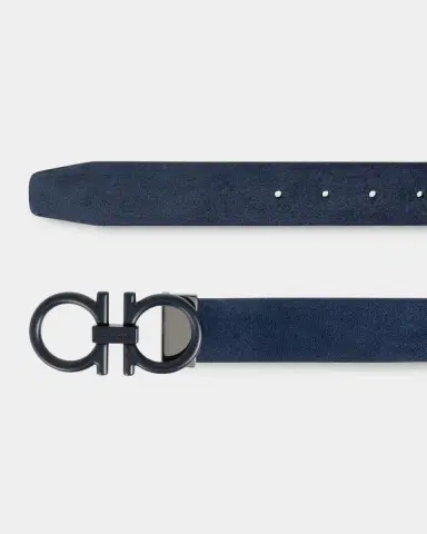 Ferragamo Men 's Suede Gancini-Buckle Belt | Thumbnail 2 Ferragamo Men 's Suede Gancini-Buckle Belt | Thumbnail 2