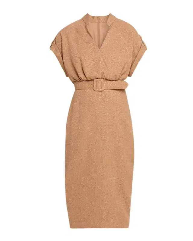 Belted Bodycon Tweed Midi Dress Belted Bodycon Tweed Midi Dress