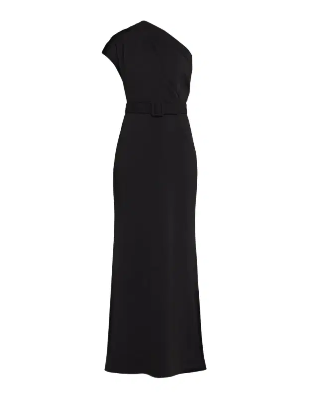 Belted One-Shoulder Column Gown Belted One-Shoulder Column Gown