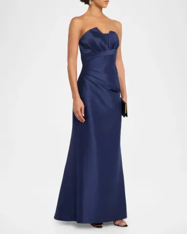 Badgley Mischka Strapless Mikado Trumpet Gown | Thumbnail 4 Badgley Mischka Strapless Mikado Trumpet Gown | Thumbnail 4