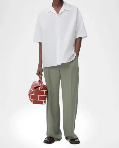 Loewe Men's Anagram Concealed-Placket Camp Shirt | Thumbnail 2 Loewe Men's Anagram Concealed-Placket Camp Shirt | Thumbnail 2