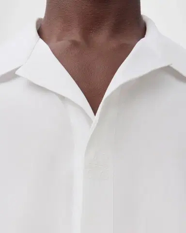 Loewe Men's Anagram Concealed-Placket Camp Shirt | Thumbnail 5 Loewe Men's Anagram Concealed-Placket Camp Shirt | Thumbnail 5