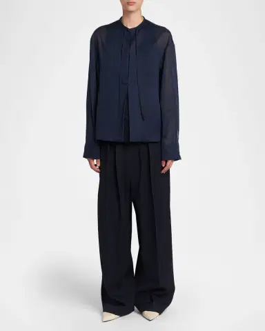 Jil Sander Glass Cotton Organza Long-Sleeve Blouse | Thumbnail 2 Jil Sander Glass Cotton Organza Long-Sleeve Blouse | Thumbnail 2