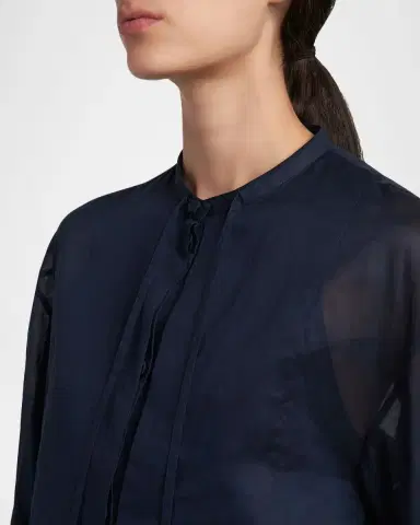Jil Sander Glass Cotton Organza Long-Sleeve Blouse | Thumbnail 4 Jil Sander Glass Cotton Organza Long-Sleeve Blouse | Thumbnail 4