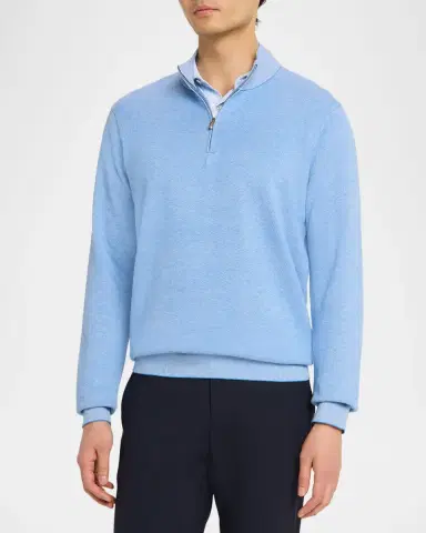 Peter Millar Men's Coolspun Lite Birdseye-Knit Quarter-Zip Sweater | Thumbnail 4 Peter Millar Men's Coolspun Lite Birdseye-Knit Quarter-Zip Sweater | Thumbnail 4