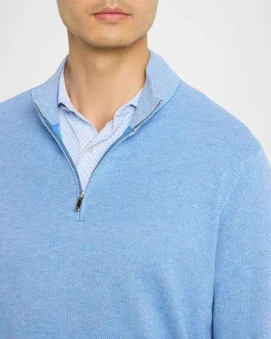 Peter Millar Men's Coolspun Lite Birdseye-Knit Quarter-Zip Sweater | Thumbnail 5 Peter Millar Men's Coolspun Lite Birdseye-Knit Quarter-Zip Sweater | Thumbnail 5