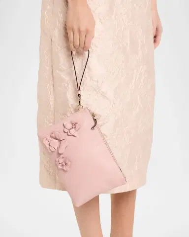 Jimmy Choo Floral Applique Leather Flat Pouch Bag | Thumbnail 2 Jimmy Choo Floral Applique Leather Flat Pouch Bag | Thumbnail 2