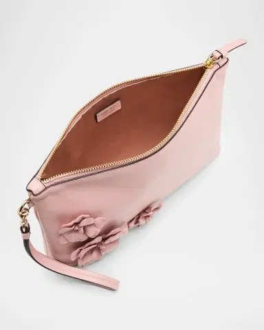 Jimmy Choo Floral Applique Leather Flat Pouch Bag | Thumbnail 4 Jimmy Choo Floral Applique Leather Flat Pouch Bag | Thumbnail 4