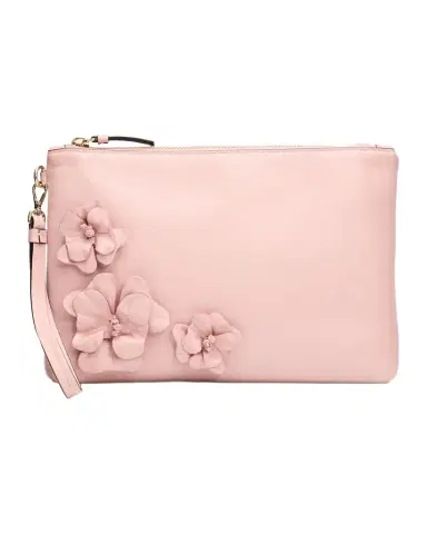 Jimmy Choo Floral Applique Leather Flat Pouch Bag | Thumbnail 1 Jimmy Choo Floral Applique Leather Flat Pouch Bag | Thumbnail 1