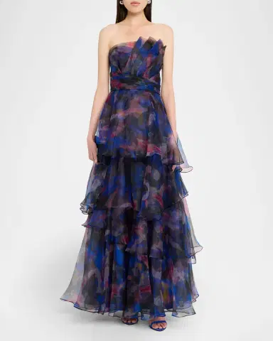 Theia Seona Strapless Tiered Organza Gown | Thumbnail 5 Theia Seona Strapless Tiered Organza Gown | Thumbnail 5
