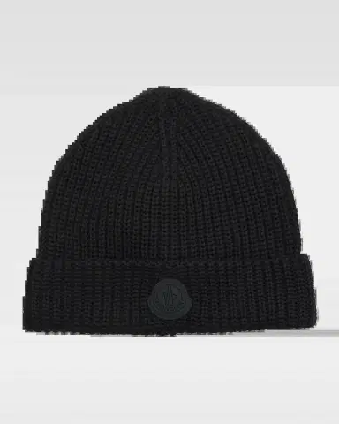 Moncler Men 's Cotton Knit Logo Beanie Hat | Thumbnail 2 Moncler Men 's Cotton Knit Logo Beanie Hat | Thumbnail 2