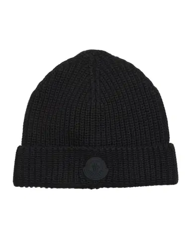 Moncler Men 's Cotton Knit Logo Beanie Hat | Thumbnail 1 Moncler Men 's Cotton Knit Logo Beanie Hat | Thumbnail 1