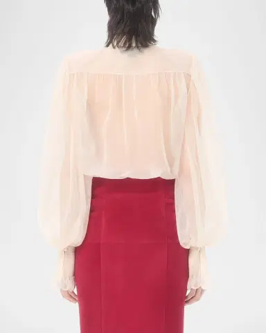Valentino Garavani Embroidered Organza Bib Shirt | Thumbnail 3 Valentino Garavani Embroidered Organza Bib Shirt | Thumbnail 3
