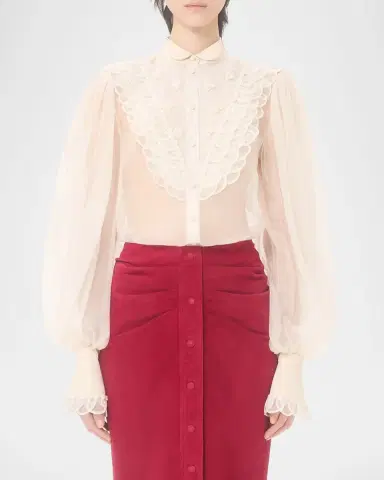 Valentino Garavani Embroidered Organza Bib Shirt | Thumbnail 4 Valentino Garavani Embroidered Organza Bib Shirt | Thumbnail 4