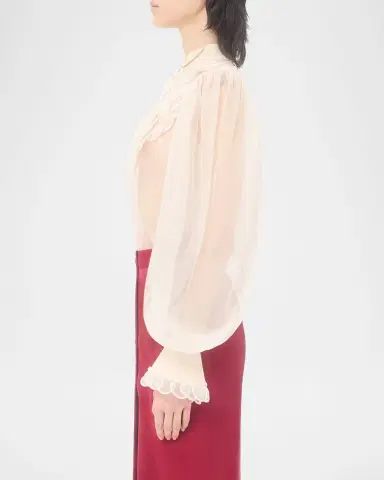 Valentino Garavani Embroidered Organza Bib Shirt | Thumbnail 7 Valentino Garavani Embroidered Organza Bib Shirt | Thumbnail 7