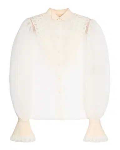 Valentino Garavani Embroidered Organza Bib Shirt | Thumbnail 1 Valentino Garavani Embroidered Organza Bib Shirt | Thumbnail 1