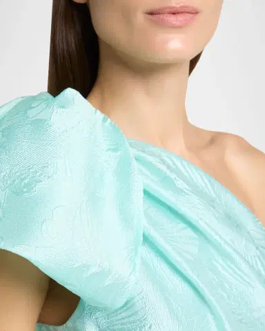 Talbot Runhof Mossana One-Shoulder Jacquard Gown with Bow | Thumbnail 5 Talbot Runhof Mossana One-Shoulder Jacquard Gown with Bow | Thumbnail 5