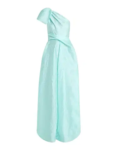 Talbot Runhof Mossana One-Shoulder Jacquard Gown with Bow | Thumbnail 1 Talbot Runhof Mossana One-Shoulder Jacquard Gown with Bow | Thumbnail 1