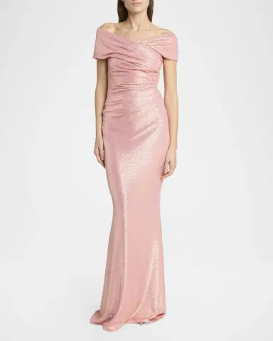 Talbot Runhof Mobina Draped Mirrorball Mermaid Gown | Thumbnail 4 Talbot Runhof Mobina Draped Mirrorball Mermaid Gown | Thumbnail 4