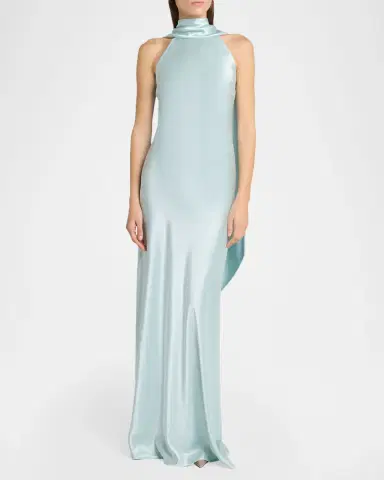 Talbot Runhof Pope Crepe Satin Halter Gown | Thumbnail 2 Talbot Runhof Pope Crepe Satin Halter Gown | Thumbnail 2