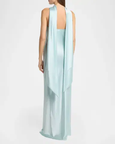 Talbot Runhof Pope Crepe Satin Halter Gown | Thumbnail 3 Talbot Runhof Pope Crepe Satin Halter Gown | Thumbnail 3