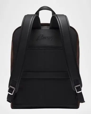 Brioni Men's Leather-Trim Suede Backpack | Thumbnail 3 Brioni Men's Leather-Trim Suede Backpack | Thumbnail 3