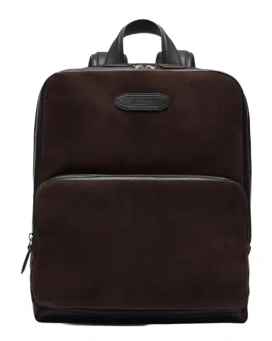 Brioni Men's Leather-Trim Suede Backpack | Thumbnail 1 Brioni Men's Leather-Trim Suede Backpack | Thumbnail 1
