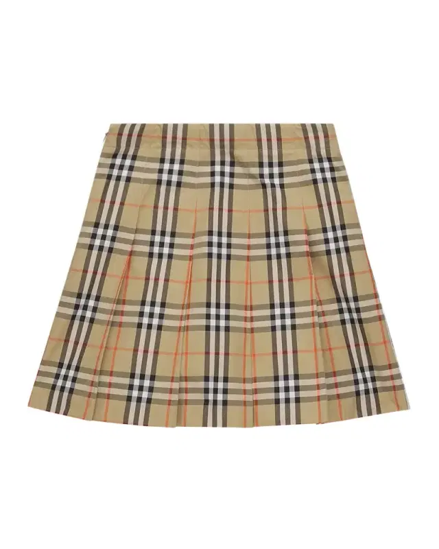 Girl 's Pleated Check Cotton Twill Skirt, Size 10 Girl 's Pleated Check Cotton Twill Skirt, Size 10