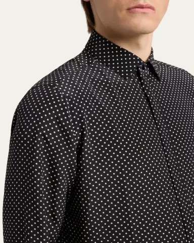 TOM FORD Men's Lyocell Polka Dot French Cuff Sport Shirt | Thumbnail 5 TOM FORD Men's Lyocell Polka Dot French Cuff Sport Shirt | Thumbnail 5