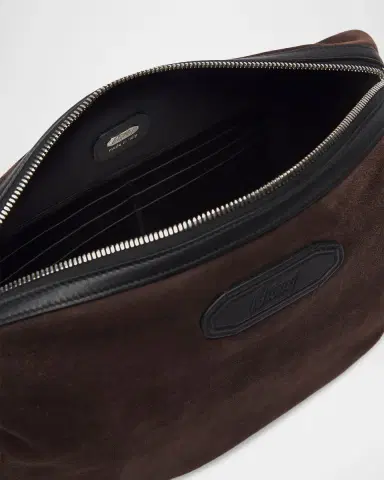 Brioni Men's The Pouch Suede Wristlet Bag | Thumbnail 4 Brioni Men's The Pouch Suede Wristlet Bag | Thumbnail 4