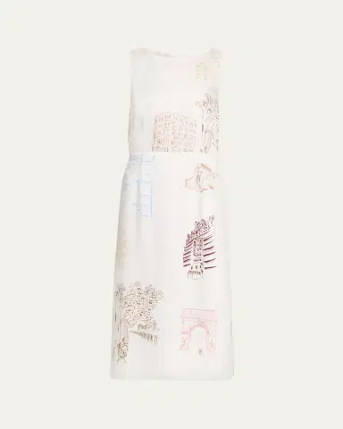 Lafayette 148 New York Sleeveless Manhattan-Print Midi Shift Dress | Thumbnail 4 Lafayette 148 New York Sleeveless Manhattan-Print Midi Shift Dress | Thumbnail 4