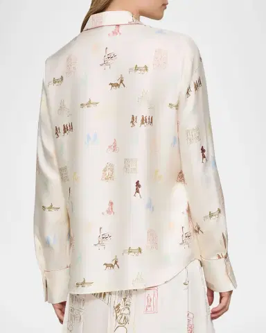 Lafayette 148 New York Scottie Manhattan-Print Silk Twill Blouse | Thumbnail 2 Lafayette 148 New York Scottie Manhattan-Print Silk Twill Blouse | Thumbnail 2