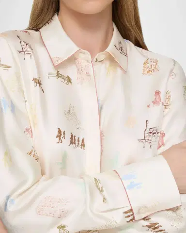 Lafayette 148 New York Scottie Manhattan-Print Silk Twill Blouse | Thumbnail 4 Lafayette 148 New York Scottie Manhattan-Print Silk Twill Blouse | Thumbnail 4