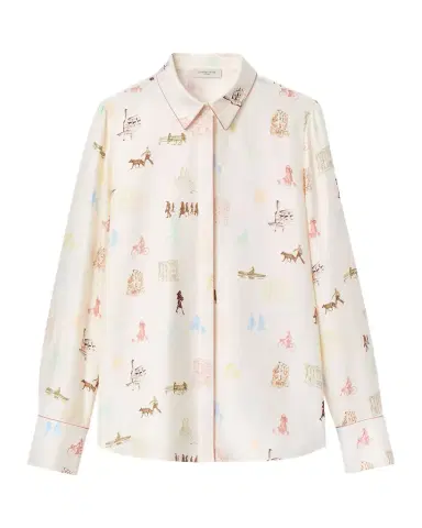 Lafayette 148 New York Scottie Manhattan-Print Silk Twill Blouse | Thumbnail 1 Lafayette 148 New York Scottie Manhattan-Print Silk Twill Blouse | Thumbnail 1