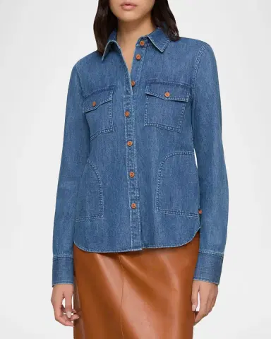 Lafayette 148 New York Chambray Patch Pocket Shirt | Thumbnail 3 Lafayette 148 New York Chambray Patch Pocket Shirt | Thumbnail 3