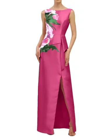 Kay Unger New York Luciana Floral-Print Mikado Column Gown | Thumbnail 1 Kay Unger New York Luciana Floral-Print Mikado Column Gown | Thumbnail 1