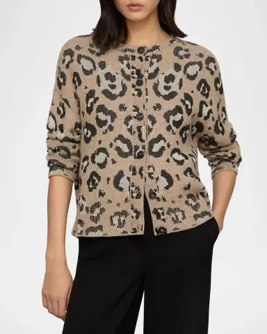 Lafayette 148 New York Leopard Jacquard-Knit Cardigan | Thumbnail 2 Lafayette 148 New York Leopard Jacquard-Knit Cardigan | Thumbnail 2