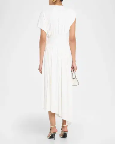 Rabanne Long Ruched Asymmetric Jersey Dress | Thumbnail 2 Rabanne Long Ruched Asymmetric Jersey Dress | Thumbnail 2