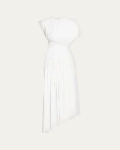 Rabanne Long Ruched Asymmetric Jersey Dress | Thumbnail 5 Rabanne Long Ruched Asymmetric Jersey Dress | Thumbnail 5