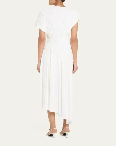 Rabanne Long Ruched Asymmetric Jersey Dress | Thumbnail 7 Rabanne Long Ruched Asymmetric Jersey Dress | Thumbnail 7