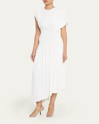 Rabanne Long Ruched Asymmetric Jersey Dress | Thumbnail 8 Rabanne Long Ruched Asymmetric Jersey Dress | Thumbnail 8