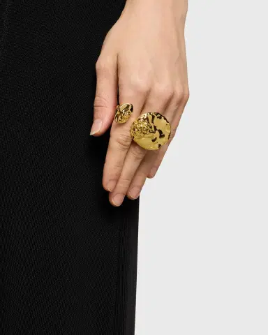Alexis Bittar Brut Golden Double Disc Ring, Size 8 | Thumbnail 2 Alexis Bittar Brut Golden Double Disc Ring, Size 8 | Thumbnail 2